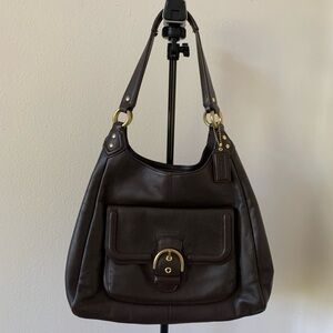 Coach Campbell Brown Leather Hobo Shoulder Bag